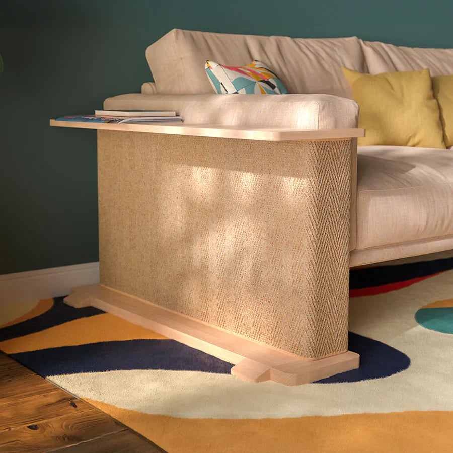 Corner End Table with Cat Scratch Panel
