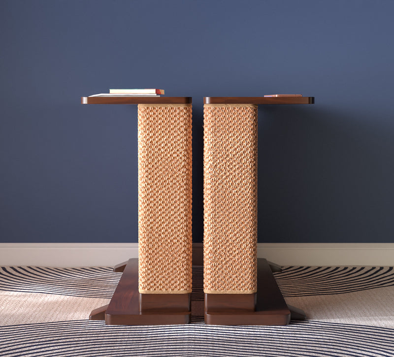 Corner End Table with Cat Scratch Panel