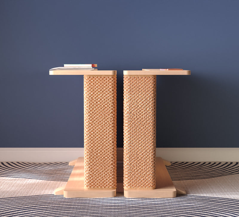 Corner End Table with Cat Scratch Panel