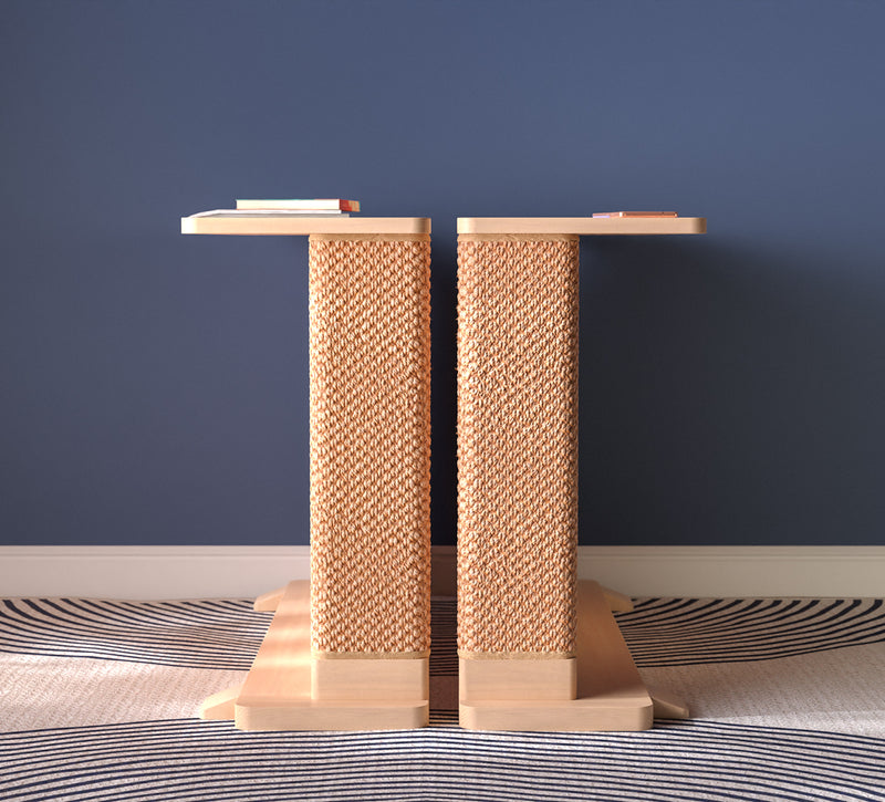 Corner End Table with Cat Scratch Panel
