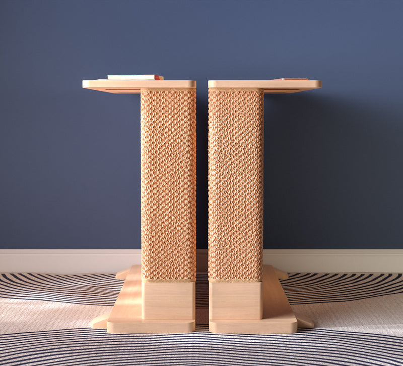 Corner End Table with Cat Scratch Panel