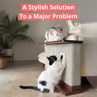 Corner End Table with Cat Scratch Panel